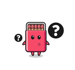 Cartoon Illustration of matches box with the question mark