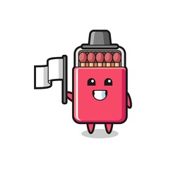 Cartoon character of matches box holding a flag