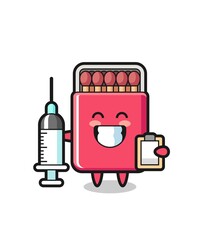 Mascot Illustration of matches box as a doctor