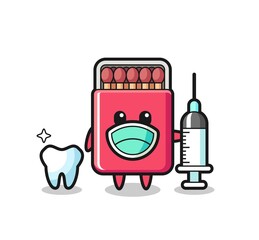 Mascot character of matches box as a dentist