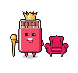 Mascot cartoon of matches box as a king