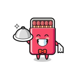 Character mascot of matches box as a waiters