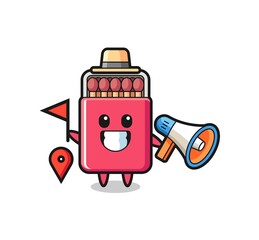 Character cartoon of matches box as a tour guide