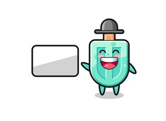 popsicles cartoon illustration doing a presentation