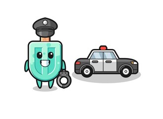 Cartoon mascot of popsicles as a police