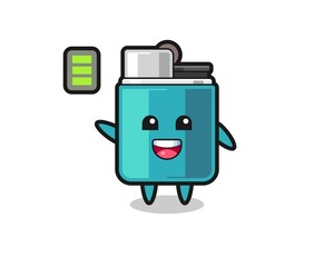 lighter mascot character with energetic gesture