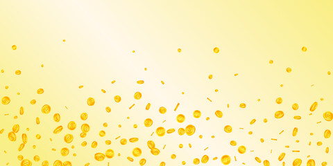 Thai baht coins falling. Immaculate scattered THB coins. Thailand money. Attractive jackpot, wealth or success concept. Vector illustration.