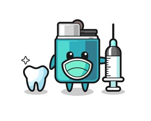 Mascot character of lighter as a dentist