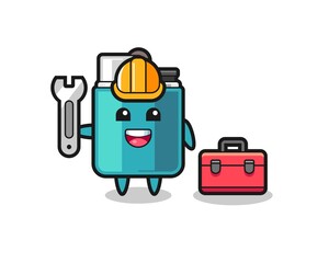 Mascot cartoon of lighter as a mechanic