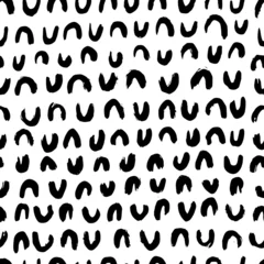 Aluminium Prints Bestsellers Abstract seamless black and white inky pattern of hand drawn doodle curved line elements. Scandinavian design style. Vector illustration for textile, backgrounds etc