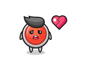 emergency panic button cartoon illustration is broken heart