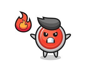 emergency panic button character cartoon with angry gesture