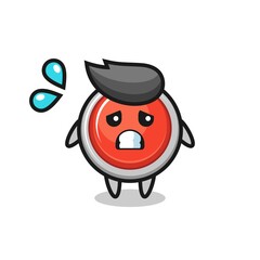 Obraz premium emergency panic button mascot character with afraid gesture