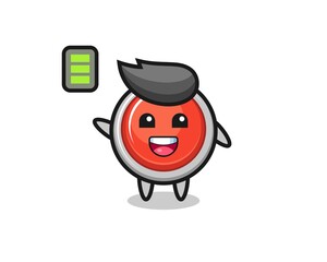 emergency panic button mascot character with energetic gesture