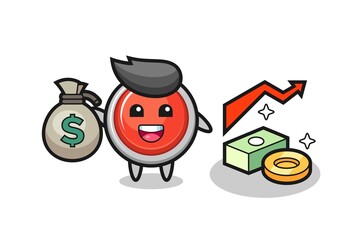 emergency panic button illustration cartoon holding money sack