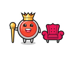 Mascot cartoon of emergency panic button as a king