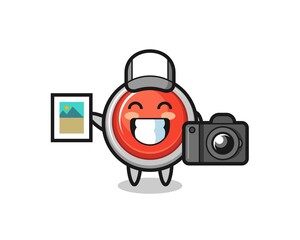 Character Illustration of emergency panic button as a photographer