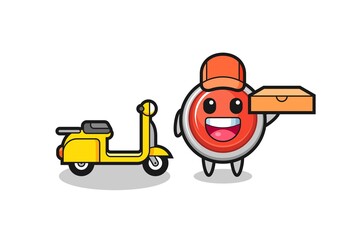 Character Illustration of emergency panic button as a pizza deliveryman