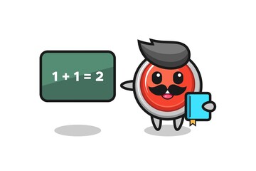 Fototapeta premium Illustration of emergency panic button character as a teacher