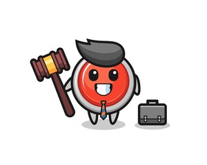 Illustration of emergency panic button mascot as a lawyer