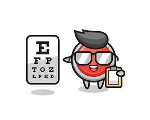 Illustration of emergency panic button mascot as an ophthalmology