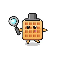 waffle cartoon character searching with a magnifying glass