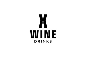 initial letter X with wine bottle logo design template