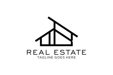 Letter B Simple modern building architecture logo design with line art skyscraper graphic