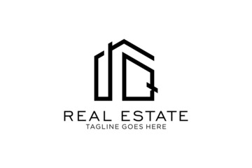 Letter Q Simple modern building architecture logo design with line art skyscraper graphic