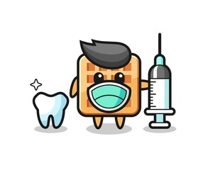 Mascot character of waffle as a dentist