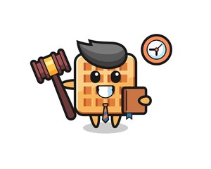 Mascot cartoon of waffle as a judge