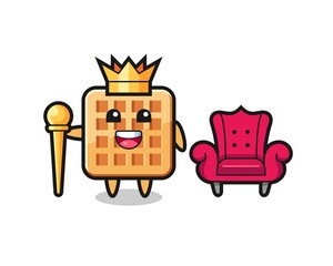 Mascot cartoon of waffle as a king