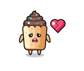 cupcake cartoon illustration is broken heart
