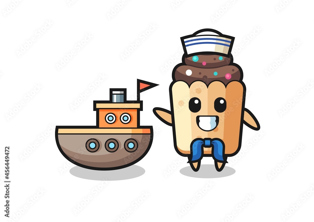 Canvas Prints character mascot of cupcake as a sailor man