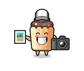 Character Illustration of cupcake as a photographer