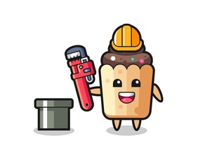 Character Illustration of cupcake as a plumber