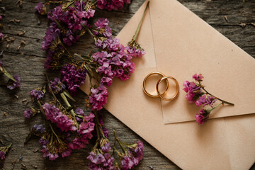 wedding rings and roses