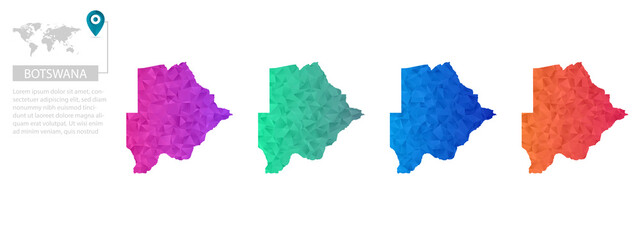 Set of vector polygonal Wales maps. Bright gradient map of country in low poly style. Multicolored country map in geometric style for your infographics, polygonal design for your ,Vector eps10