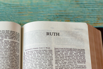 Ruth Book of the Bible. Loyalty, faithfulness, humility biblical concept. Love and faith toward God and Jesus Christ.