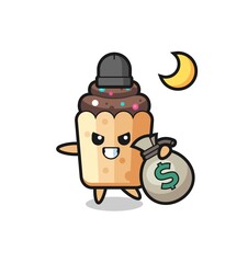 Illustration of cupcake cartoon is stolen the money