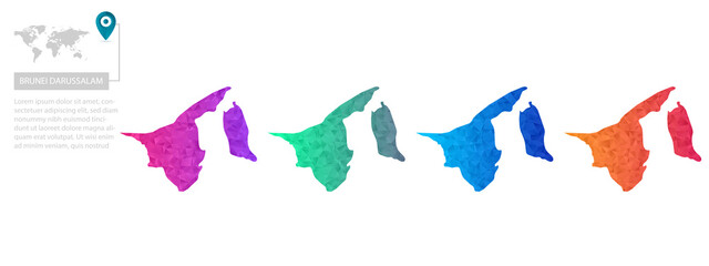 Set of vector polygonal Wales maps. Bright gradient map of country in low poly style. Multicolored country map in geometric style for your infographics, polygonal design for your ,Vector eps10