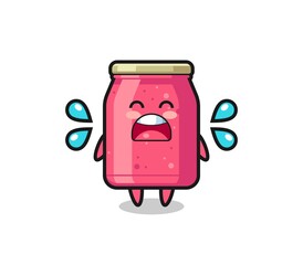 strawberry jam cartoon illustration with crying gesture