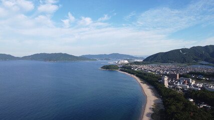 SDGs地球環境！日本の自然！山口県光市の街並みと瀬戸内海の風景