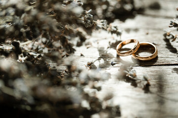 Obraz na płótnie Canvas wedding rings on the beach