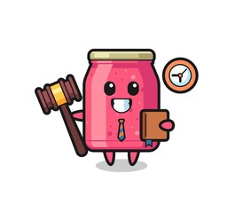 Mascot cartoon of strawberry jam as a judge