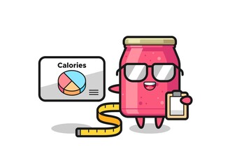 Illustration of strawberry jam mascot as a dietitian