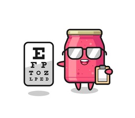 Illustration of strawberry jam mascot as an ophthalmology