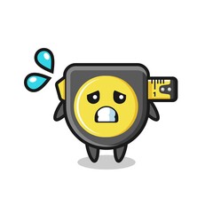 tape measure mascot character with afraid gesture