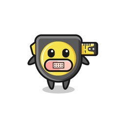 Cartoon Illustration of tape measure with tape on mouth