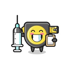 Mascot Illustration of tape measure as a doctor
